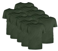 Kit com 10 Camisetas Básicas Algodão Verde Musgo Tamanho GG