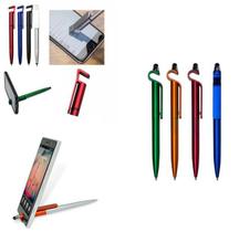 Kit com 10 canetas 3 em 1 touch, esferográfica e Suporte de Mesa para Tablet e Celular