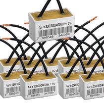 Kit com 10 Capacitores 4uF 250/400V 2 Fios Quadrados TRI Kit com 10 Capacitores 4uF 250/400V 2 Fios Quadrados TRI