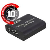 Kit com 10 captura de vídeo hdmi com loop out, usb, áudio e vídeo, 4k