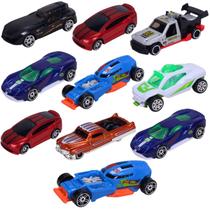 Kit Com 10 Carrinho de Metal Divertido Roda Livre Escala 1:64 Sortidos - Castela
