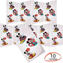 Kit com 10 Cartelas Adesivos de Parede Mickey Disney