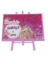 Kit com 10 CENTRO DE MESA PARA FESTA INFANTIL FEMININO BARBIE, VÁRIOS TEMAS , COM FOTO E NOME