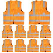 Kit Com 10 Colete Refletivo Com 1 Bolso Liso De Segurança Blusão Brascamp