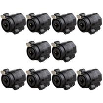 Kit Com 10 Conector Medusa Santo Angelo Fêmea Painel Combo XLR-P10