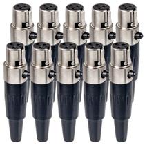 Kit com 10 Conector Mini PLug XLR Fêmea Kit com 10 Conector Mini PLug XLR Fêmea