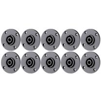 Kit Com 10 Conector Painel Fêmea Speakon Speaker 4 Polos