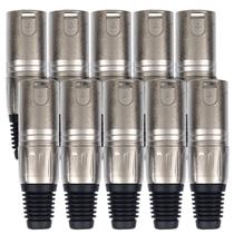 Kit com 10 Conector XLR Macho Profissional