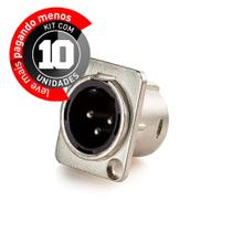 Kit Com 10 Conector XRL Macho Painel, Metal, Cirilo Cabos Kit Com 10 Conector XRL Macho Painel, Metal, Cirilo Cabos