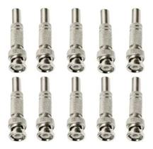 Kit com 10 Conectores BNC Macho Mola com Parafuso de 4mm para Câmera e Cabo de CFTV