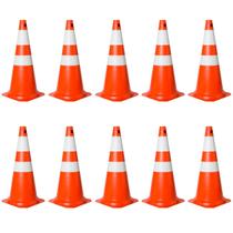 Kit com 10 Cones de Sinalização Trânsito em PVC 75 cm Laranja e Branco Kit com 10 Cones de Sinalização Trânsito em PVC 75 cm Laranja e Branco