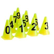 Kit com 10 cones numerados ( 0 a 9 ) para treinamento funcional Kit com 10 cones numerados ( 0 a 9 ) para treinamento funcional