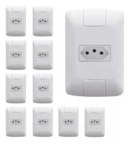 Kit Com 10 Conjunto Tomada 10A 2P+T 4x2 Tramontina Aria Branca Kit Com 10 Conjunto Tomada 10A 2P+T 4x2 Tramontina Aria Branca