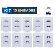 Kit com 10 Conjunto Tomada Dupla 4x2 Alto Brilho 20a Sleek Margirius