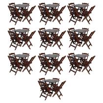 Kit com 10 Conjuntos de Jogo de Mesa 70x70 Com 4 Cadeiras Dobráveis - DG Móveis