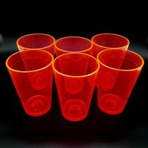Kit com 10 Copos Boteco Brasil Neon Rosa 190 ml Poliestireno super resistente