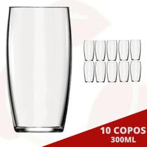 Kit com 10 Copos Oca 300ML Transparente Água Suco Drinks