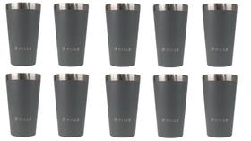 Kit com 10 Copos Térmicos Pullo Fun 480ML Cinza