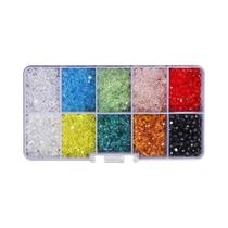 Kit com 10 Cores de Contas de Vidro Cristal Redondas Facetadas - Para Joias