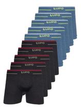 Kit com 10 Cuecas Boxer Lupo 17800-001 Plus Size Colorido Kit com 10 Cuecas Boxer Lupo 17800-001 Plus Size Colorido