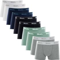 Kit Com 10 Cuecas Lisa Boxer Box Básica Kids Mash Infantil Juvenil Em Algodão Cotton
