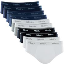 Kit com 10 Cuecas Mash Slip de Algodão Cotton Masculina
