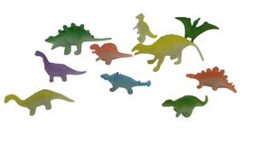 kit com 10 dinossauros em miniatura coloridos transparentes Dino World brinquedo criança menino