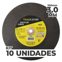 Kit Com 10 Disco De Corte Metal 12 300X3,0 Mm Furo 25,04 Mm