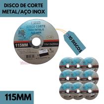Kit com 10 Discos de Corte Metal/Aço Inox 115MM HF