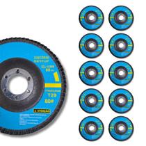 Kit Com 10 Discos Flap Óxido Zircônio 115mm Grão 120 Curvo Kit Com 10 Discos Flap Óxido Zircônio 115mm Grão 120 Curvo