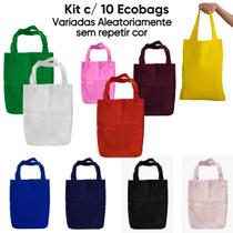 Kit com 10 Ecobags 30x40 Cores Variadas Sacolas Ecológicas de Tecido Sublimático 100% Poliéster