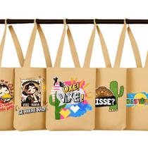 Kit COM 10 ECOBAGS ESTAMPADAS SORTIDAS - 35X40CM- TECIDO ALGODÃO CRÚ