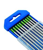 Kit com 10 Eletrodos Tungstênio Puro 1,6 mm Ponta Verde