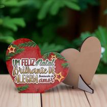 Kit com 10 Enfeites de Natal em Formato de Coração Decoração em MDF para Mesa e Escritório