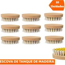 Kit Com 10 Escova Tanquinho Cerda Plástica Oval Cabo Madeira Multiuso Lava Roupas Tênis Superfícies Super Resistente Kit Com 10 Escova Tanquinho Cerda Plástica Oval Cabo Madeira Multiuso Lava Roupas Tênis Superfícies Super Resistente