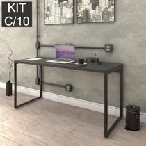 Kit com 10 Escrivaninhas Kuadra 150cm Estilo Industrial Compace