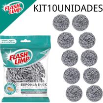 KIT COM 10 ESPONJAS LIMPEZA PESADA INOX Cod.EA1409/10 - FLASH LIMP - NoBrand