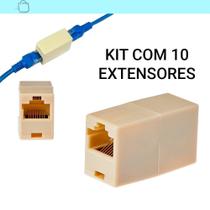 Kit Com 10 Extensores De Cabo De Rede Rj45 Branco