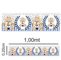 KIT COM 10 FAIXAS ADESIVAS 1,00X20cm - URSINHO PRÍNCIPE AZUL ESCURO (BORDER) PARA QUARTO DO BEBÊ - Gráfica Sublime