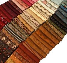Kit com 10 fat quarters de algodão com estampas históricas para quilting