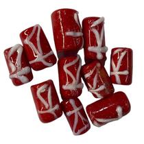 Kit Com 10 Firmas Desenhada 17Mm Ogum Vermelho Murano Kit Com 10 Firmas Desenhada 17Mm Ogum Vermelho Murano