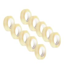 Kit Com 10 Fitas Adesiva Transparente Rolo 12mm x 10m Pequena Fina Pacote