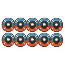 Kit com 10 Flap Disc Zirconado 180 x 22 mm Grão 60 Fibra Hessen Kit com 10 Flap Disc Zirconado 180 x 22 mm Grão 60 Fibra Hessen