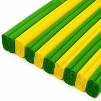 Kit Com 10 Folhas De Papel Crepom Verde Amarelo Copa 5 cada