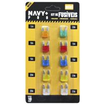Kit Com 10 Fusíveis Mini Sortidos Automotivo Navy Variados