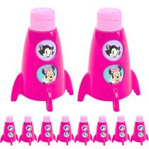 Kit com 10 Garrafas Foguete Giratória Minnie Lembrancinha Festa Rosa