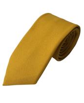 Kit com 10 gravata dourado tecido oxford slim