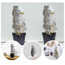 Kit com 10 Hastes de Orquídea Branca Artificial 100X15 Perfeito para Decoração de Centros de Mesa DE1324