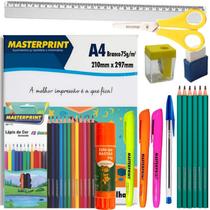 Kit Com 10 Itens de Material Escolar