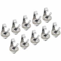 Kit Com 10 Jacks Conectores P10 Mono 1/4 Para Guitarra Contra Baixo